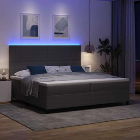 vidaXL LED Κρεβάτι με βάθρο Ανοιχτό Γκρι και Λευκό 200 x 200 cm