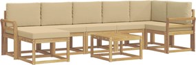 vidaXL Σειρά Καναπέ Εξωτερικού 8 pcs Λευκό και Μπεζ Πολυεστέρας