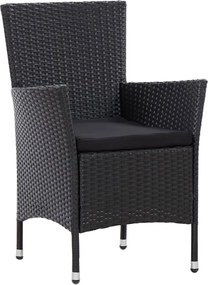 vidaXL Σετ Τραπεζαρίας Εξ. Χώρου 7 τεμ. Μαύρο Συνθ. Ρατάν με Μαξιλάρια