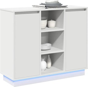 vidaXL Πλευρικό Τραπέζι LED Λευκό 90 x 32 x 75 εκ. Επεξεργασμένο ξύλο