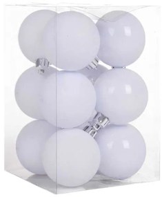 Σετ Χριστουγεννιάτικες μπάλες - 8cm - 12pcs - 326079 - White-326079_WHITE