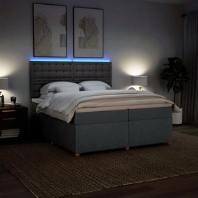 vidaXL Κρεβάτι Boxspring με Στρώμα Σκούρο Γκρι 200x200 εκ. Υφασμάτινο