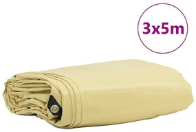 vidaXL Τέντα 650g / m² Μπεζ 3 x 5 m Καμβάς με επικάλυψη PVC