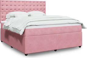 vidaXL Κρεβάτι Boxspring με Στρώμα Ροζ 180x200 εκ. Βελούδινο