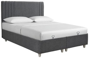 Κρεβάτι με αποθηκευτικό χώρο Lineo pakoworld μπουκλέ σε ανθρακί απόχρωση 160x200εκ