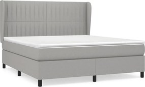 vidaXL Κρεβάτι Boxspring με Στρώμα Ανοιχτό Γκρι 180x200 εκ. Υφασμάτινο