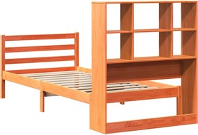 vidaXL Κρεβάτι Βιβλιοθήκη Χωρίς Στρώμα Καφέ 100x200 εκ Μασίφ Πεύκο