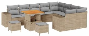 vidaXL Σετ Καναπέ Κήπου Ρυθμιζόμενο ύψος 12 pcs Μπεζ συνθετικό ρατάν