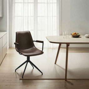 Isabel Dining Chair with Armrests Dark Brown