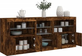 vidaXL Μπουφές με LED Καπνιστή Δρυς 181,5 x 37 x 67 εκ.