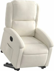 vidaXL Πολυθρόνα Ηλεκ. Ανακλινόμενη με Ανύψωση Κρεμ Βελούδο