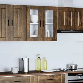 vidaXL Ντουλάπι τοίχου κουζίνας με γυάλινη πόρτα Porto Καπνιστή δρυς