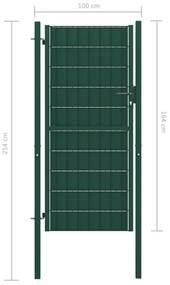 Πόρτα Περίφραξης Πράσινη 100 x 164 εκ. από PVC / Ατσάλι   - Πράσινο