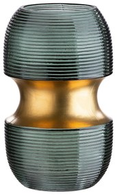 Βάζο ArteLibre Τιρκουάζ/Χρυσό Γυαλί 11x11x18cm