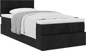 vidaXL Οθωμανικό κρεβάτι με στρώμα Μαύρο 90x200cm Ύφασμα
