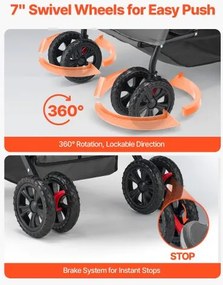 VEVOR Pet Stroller Foldable 4 Wheels Dog Stroller Reversible Handle up to 44lbs