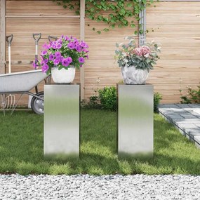 vidaXL Πυλώνας Υπαίθριων Γλαστρών , 2 τεμάχια, 24 x 24 x 55 εκ, Γαλβανισμένο Ατσάλι.