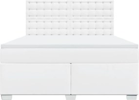 vidaXL Κρεβάτι Boxspring με Στρώμα Λευκό 180x200 εκ. Συνθετικό Δέρμα