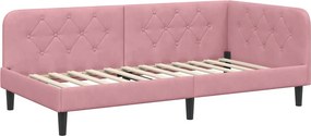 vidaXL Κρεβάτι Γωνίας Ροζ 100 x 200 cm Βελούδο