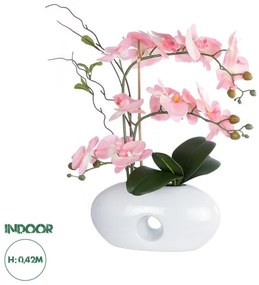 Artificial Garden PINK ORCHID 21126 Διακοσμητικό Φυτό Ροζ Ορχιδέα Υ42cm Globostar-21126-Ροζ 21126