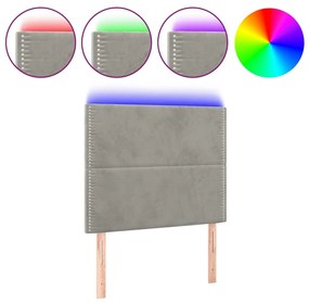Κεφαλάρι Κρεβατιού LED Ανοιχτό Γκρι 90x5x118/128 εκ. Βελούδινο 3122320