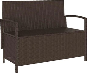 vidaXL Πάγκος αποθήκευσης κήπου με μαξιλάρι Brown Poly Rattan