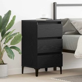 vidaXL κομοδίνο  με μεταλλικό πόδι Μαύρο Ξύλο 40x35x69 εκ