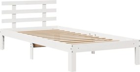 vidaXL Πλαίσιο Κρεβατιού Κεφαλάρι Λευκό 75x190εκ. Μασίφ Πεύκο
