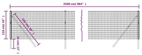 vidaXL Συρματόπλεγμα Περίφραξης Ανθρακί 1,1x25 μ. Γαλβανισμένο Ατσάλι