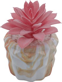 Τεχνητό Φυτό σε Κεραμικό Πορτοκαλί Γλαστράκι 7x13cm