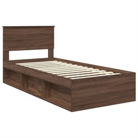 VidaXL Σκελετός Κρεβατιού Καφέ δρυς 75 x 190 cm Επεξεργασμένο ξύλο