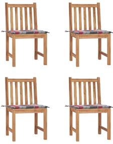 vidaXL Καρέκλες Κήπου 4 Τεμαχίων από Μασίφ Ξύλο Teak με Μαξιλάρια