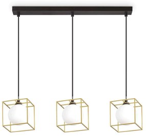 Φωτιστικό Οροφής-Ράγα Lingotto Single 251110 75x12x37/112cm 3xG9 28W Gold-Black Ideal Lux