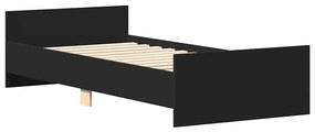vidaXL Πλαίσιο Κρεβατιού Μαύρο 75 x 190 εκ. Επεξεργ. Ξύλο Small Single