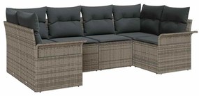 vidaXL Σετ Καναπέ Κήπου με μαξιλάρι 6 pcs Γκρι Πολυ ράταν