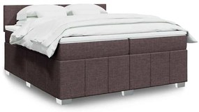VidaXL Κρεβάτι Boxspring με Στρώμα Σκούρο Καφέ 200x200 εκ. Υφασμάτινο