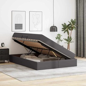 vidaXL Κρεβάτι με αποθηκευτικό χώρο και στρώμα 2 pcs Γκρι Δέρμα