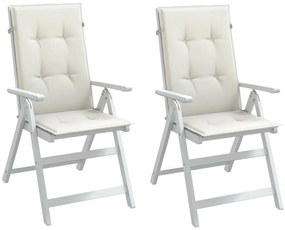 vidaXL Μαξιλάρια Καρέκλας με Πλάτη 2 τεμ. Κρεμ 120x50x7 εκ. Ύφασμα