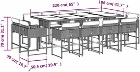 vidaXL Σετ Τραπεζαρίας Κήπου 13 τεμ. Μπεζ Συνθ. Ρατάν με Μαξιλάρια