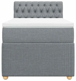 vidaXL Κρεβάτι Boxspring με Στρώμα Ανοιχτό Γκρι 100x200 εκ. Υφασμάτινο