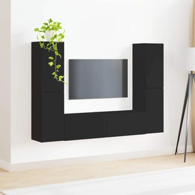 vidaXL Σετ επίπλου τηλεόρασης 6 pcs Μαύρο Επεξεργασμένο ξύλο