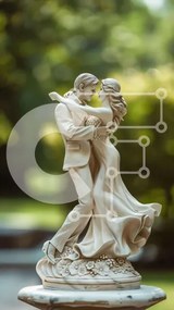 Intra Συλλεκτικό Ξύλινο Παζλ Plywood  4mm - Λευκό ειδώλιο των ανθρώπων που χορεύουν στο γρασίδι Σε Ξύλινο Κουτί - Διαστάσεις Puzzle: 10x10 cm – 25 κομμάτια