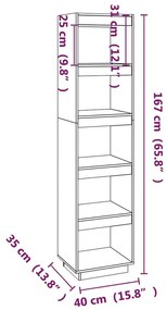 Βιβλιοθήκη/Διαχωριστικό Χώρου 40x35x167 εκ. Μασίφ Ξύλο Πεύκου - Καφέ