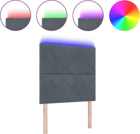 vidaXL LED κεφαλάρι Σκούρο Γκρι 90 cm Τεχνητό Δέρμα