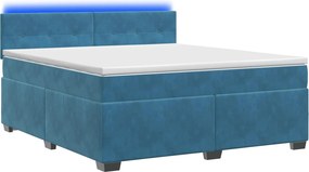 vidaXL Κρεβάτι Box Spring με Στρώμα και LED Μπλε 140 x 190 cm Βελούδο