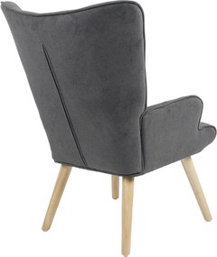 Πολυθρόνα Fluffy pakoworld ύφασμα ανθρακί-φυσικό 75x69x96εκ