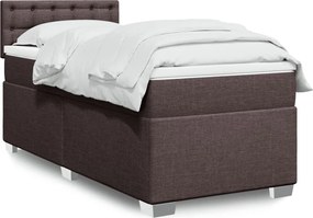 vidaXL Κρεβάτι Boxspring με Στρώμα Σκούρο Καφέ 100x200 εκ. Υφασμάτινο