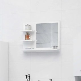 Καθρέφτης Μπάνιου Γυαλιστερό Λευκό 60x10,5x45 εκ. Μοριοσανίδα - Λευκό