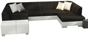 Γωνιακός καναπές Cuba-Δεξιά-Λευκό - Μαύρο