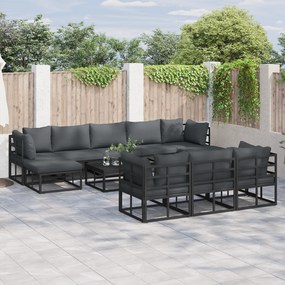 vidaXL Σετ Καναπέ Κήπου 11 pcs Μαύρο 70 x 70 x 32 εκ Αλουμίνιο